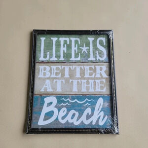 NWT Special Moments Wall Art Picture Framed "Life Is Better At The Beach" 9"×11"